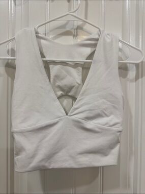 White V-Neck Sleeveless Crop Tank Top
